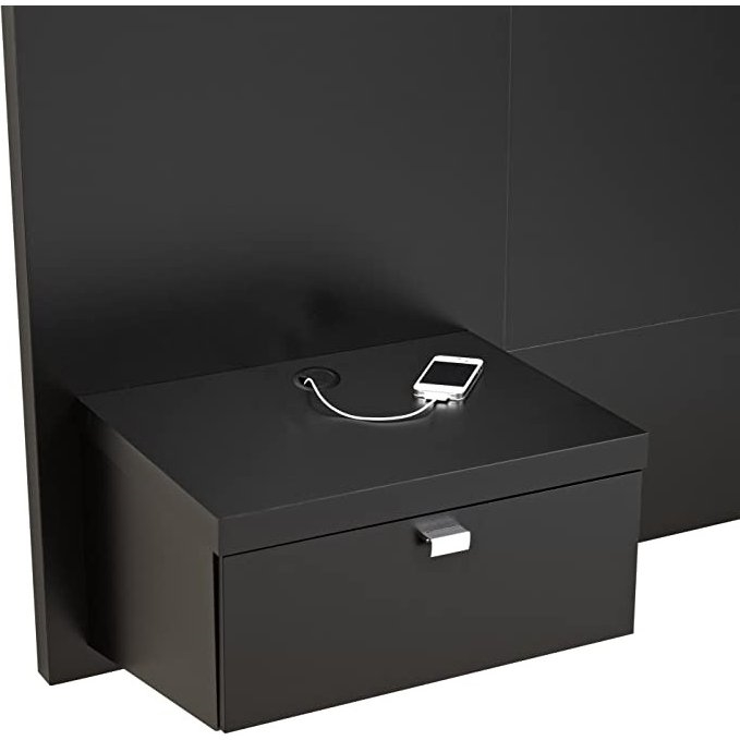 FaFurn Modern King Size Headboard with Nightstands - Black