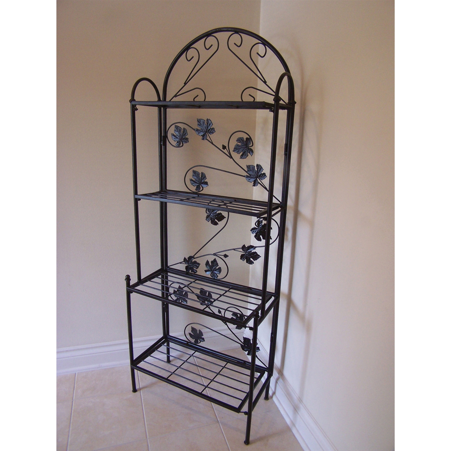 FaFurn - Bakers Rack with Grape Vine Design in Antique Bronze, Iron