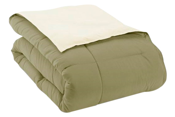 FaFurn Full/Queen Size 3-Piece Reversible Comforter Set - Green/Cream, Microfiber