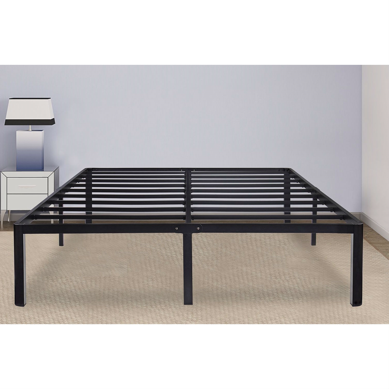 FaFurn - Twin Size Round Platform Bed Frame in Black, Metal