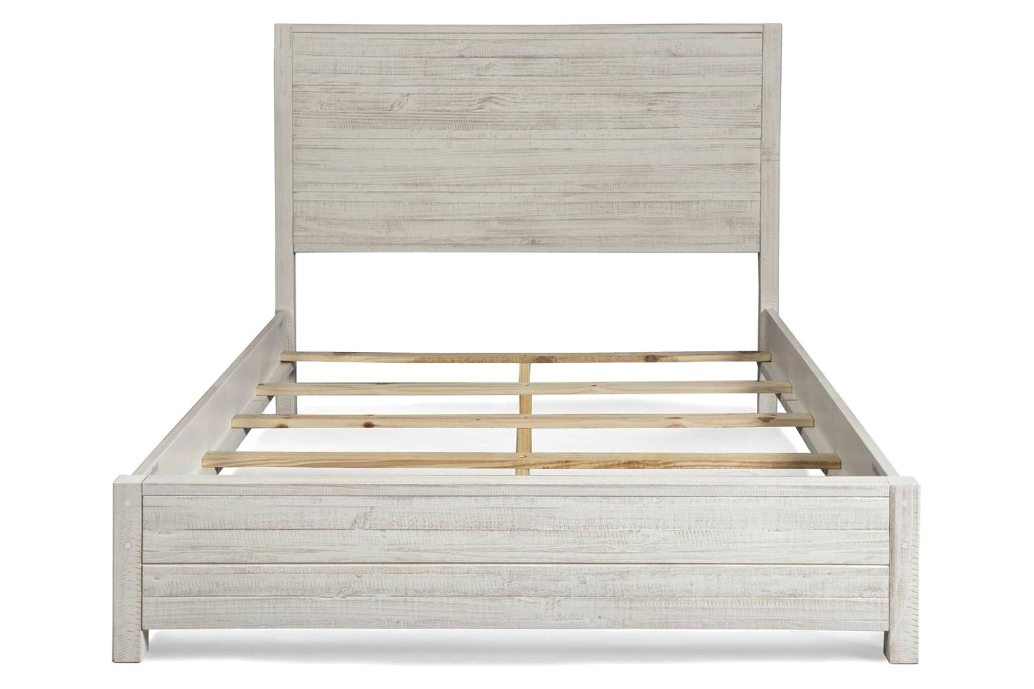 FaFurn Farmhome Solid Pine Platform Bed - Off White, Queen Size