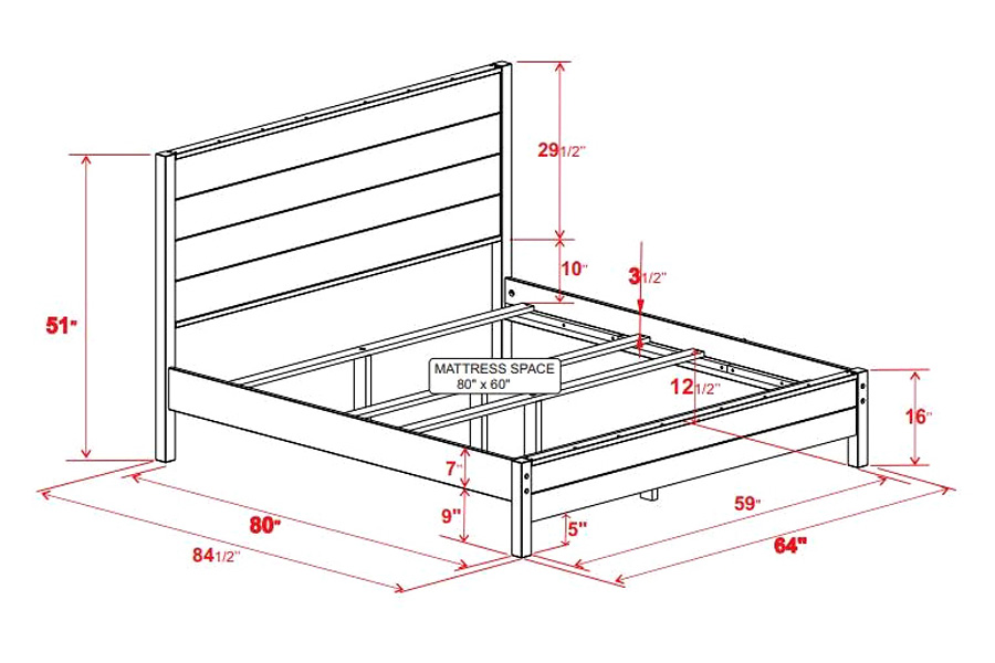 FaFurn Farmhome Solid Pine Platform Bed - Off White, Queen Size