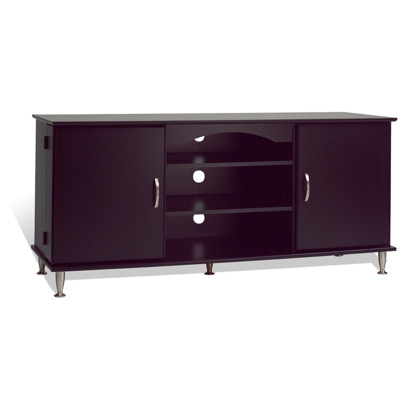 FaFurn - TV Stand with Media Storage in Black, Wood