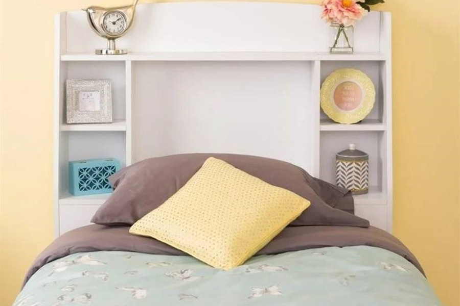 FaFurn Twin Size Bookcase Storage Headboard - White