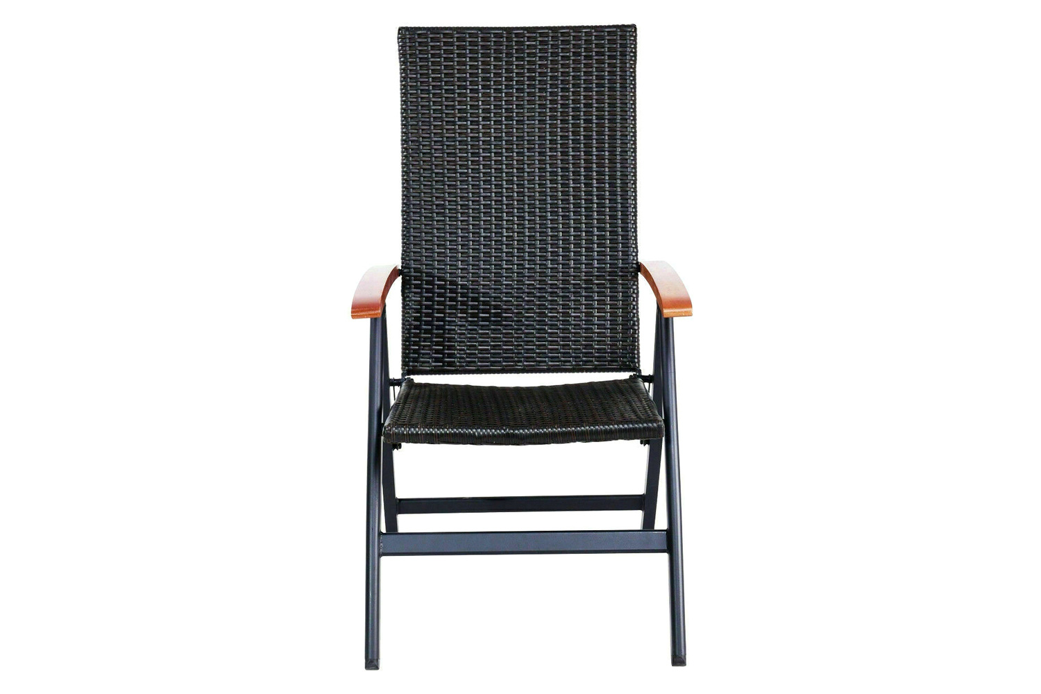 FaFurn - Outdoor Heavy Duty Folding Rattan Patio Chair with Wood Armrest