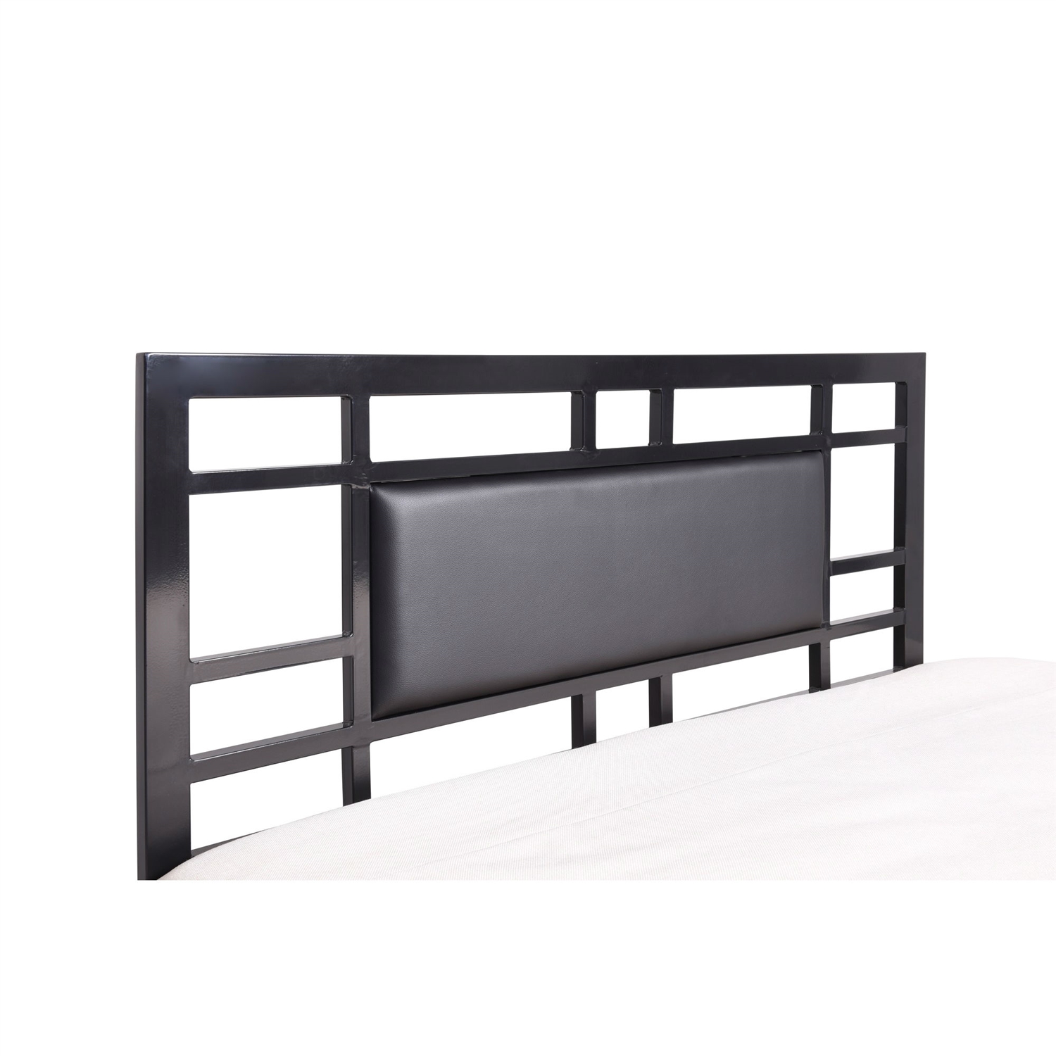 FaFurn - Full Size Platform Bed Frame with Black Upholstered Headboard in Black, Metal