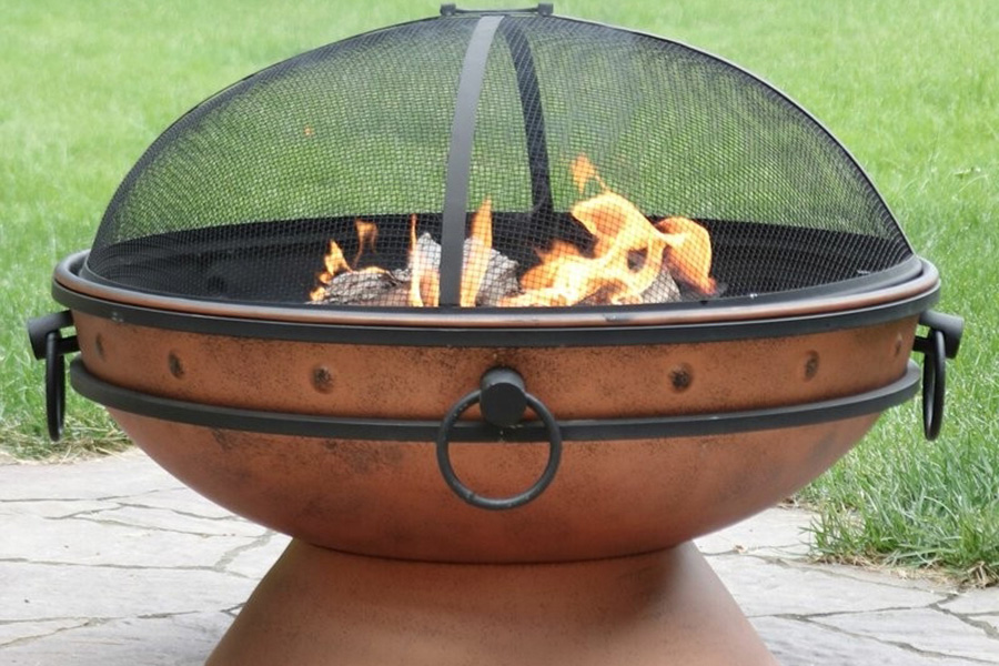 FaFurn - Cauldron Steel Wood Burning Fire Pit with Spark Screen