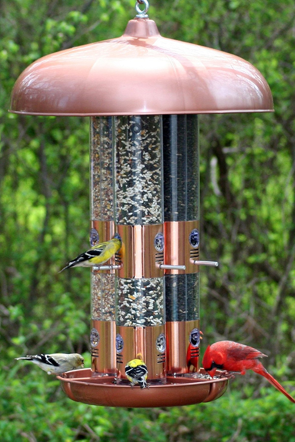 FaFurn - Copper Finish Triple Tube Bird Feeder