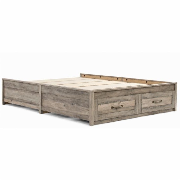 FaFurn - Farmhouse Platform Bed with Storage Drawers