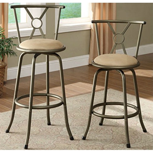 FaFurn - Set of 2 Adjustable Barstools Set in Light Yellow