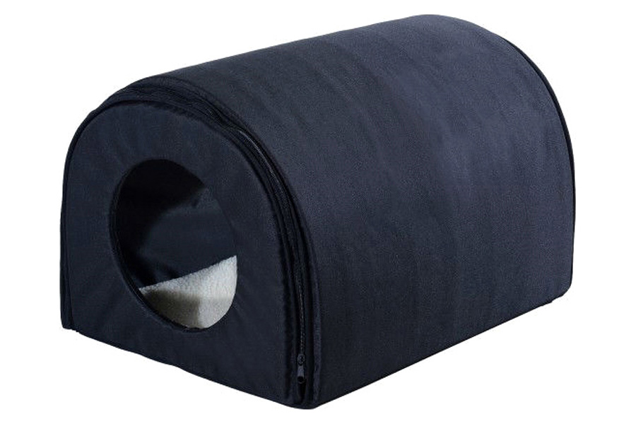 FaFurn - Outdoor Heated Cat House with Warm Padded Bed in Black