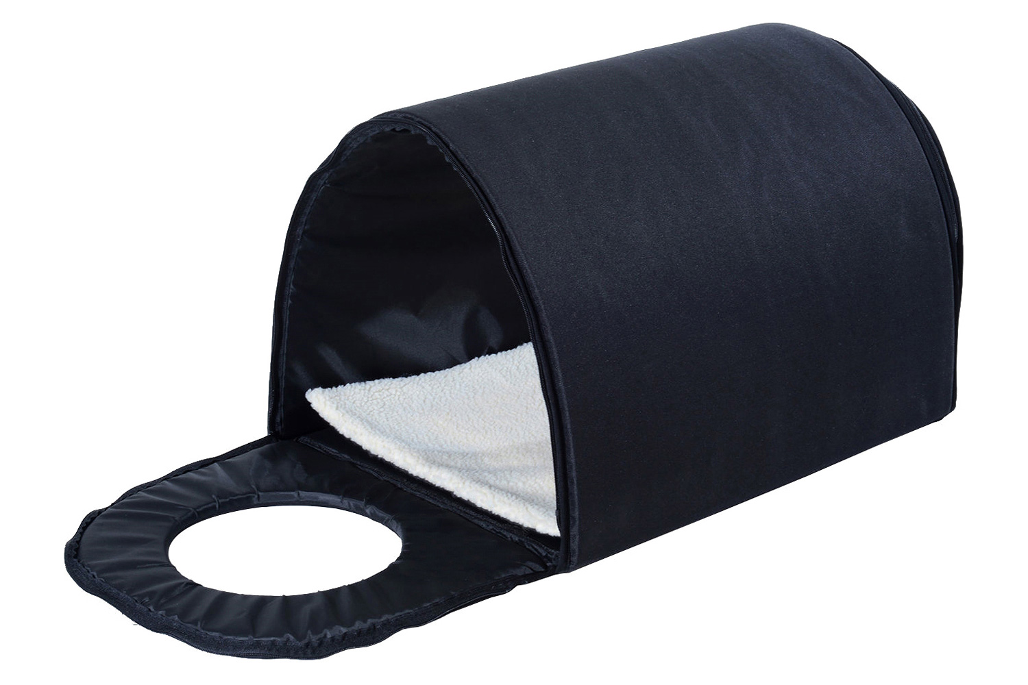 FaFurn - Outdoor Heated Cat House with Warm Padded Bed in Black