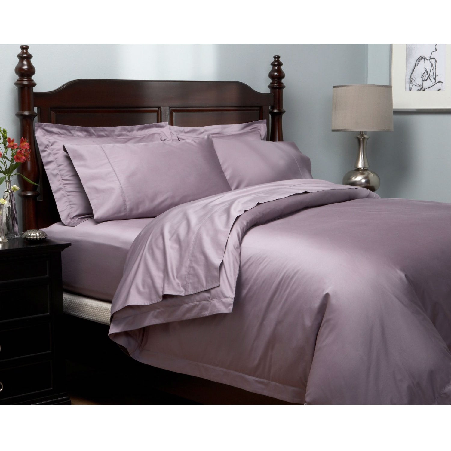 FaFurn - Cal/King Size Sheet Set in Plum Purple, Cotton