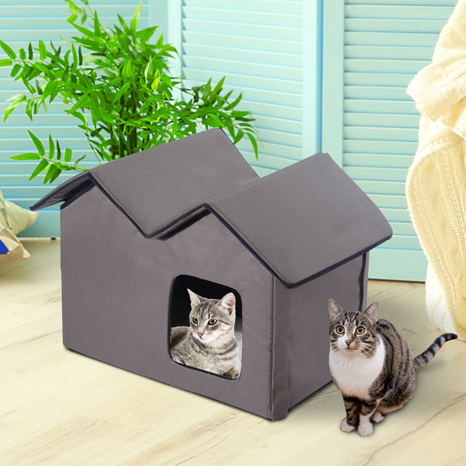 FaFurn Heated Waterproof Cat/Dog House - Brown