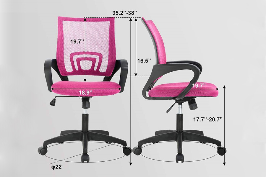 FaFurn Modern Mid-Back Ergonomic Mesh Office Desk Chair with Armrest On Wheels - Pink/Black