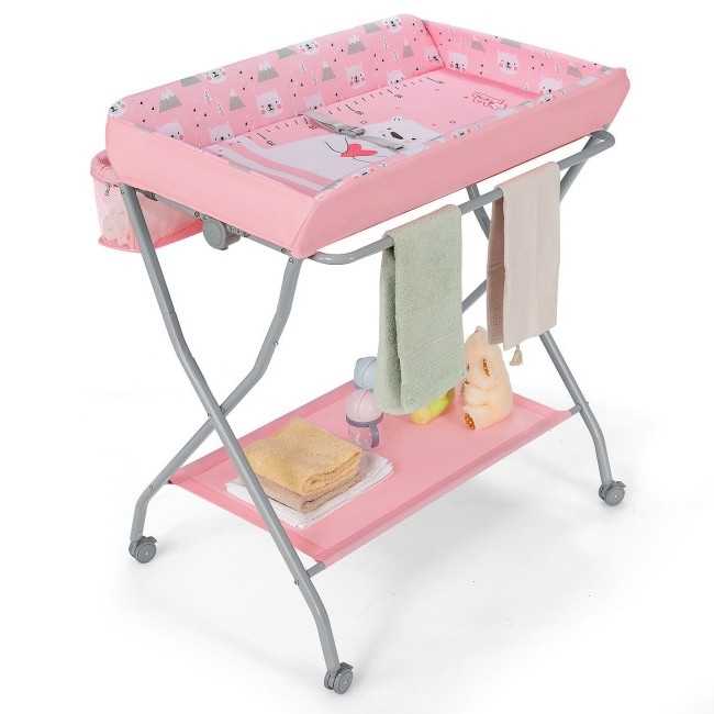 FaFurn - Folding Baby Diaper Changing Table in Pink