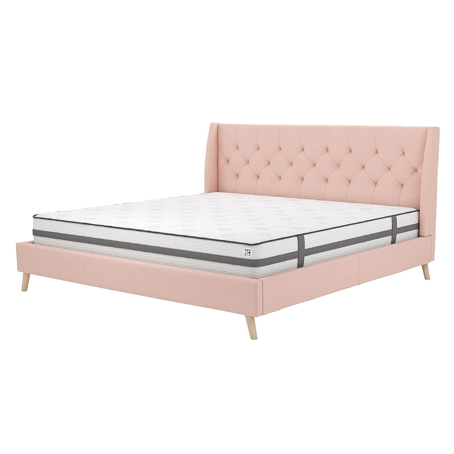 FaFurn - Platform Bed Frame with Wingback Headboard