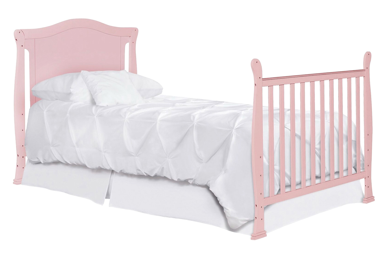 FaFurn Solid Pine Wood 3-In-1 Convertible Baby Crib Daybed Toddler Bed - Pink