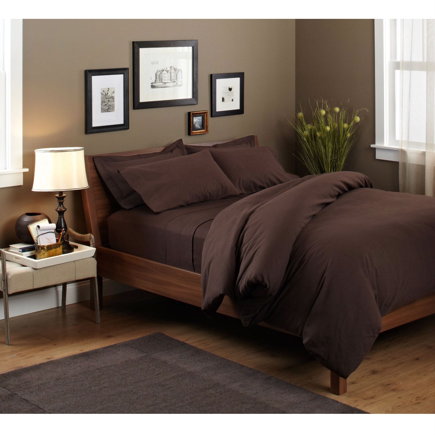 FaFurn Queen Size Sheet Set - Brown, Cotton