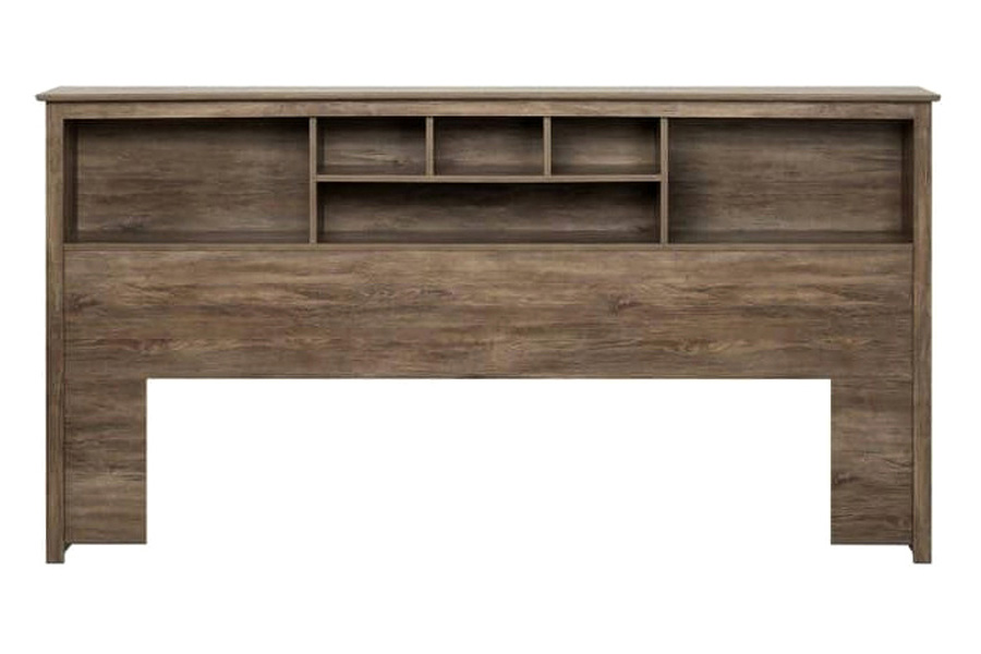 FaFurn King Size Bookcase Headboard Wood Finish - Drifted Gray