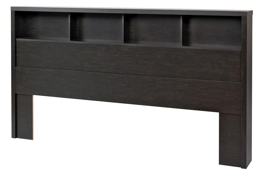 FaFurn - King Size Bookcase Headboard in Washed Black Wood Finish