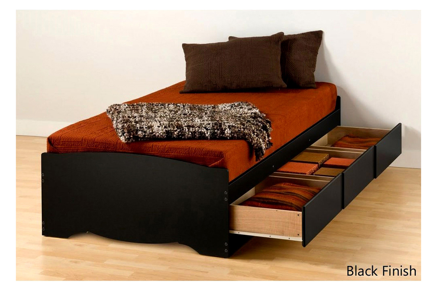 FaFurn - Platform Bed Frame with 3 Storage Drawers