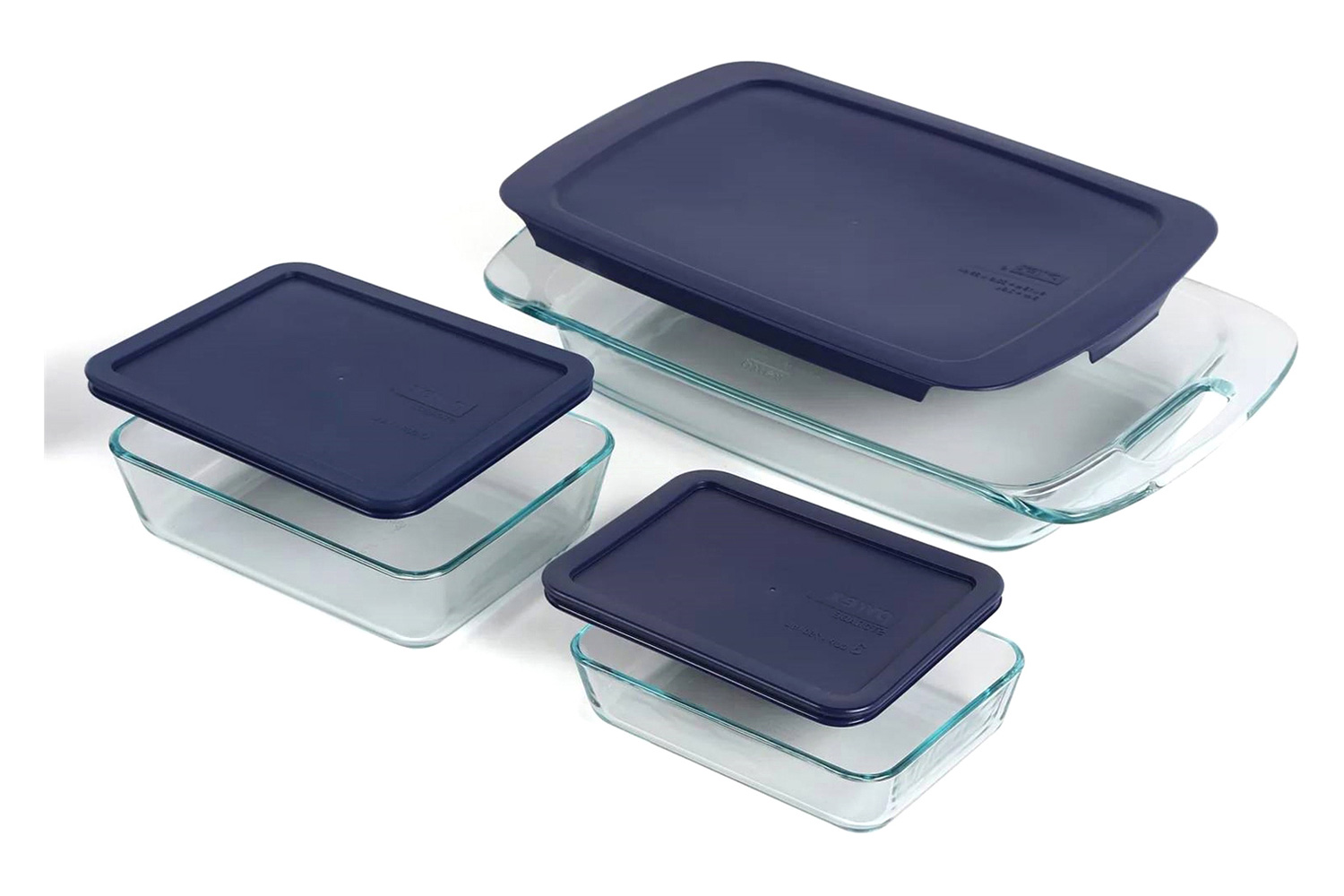 FaFurn 6-Piece Glass Bakeware Food Storage Set of 3 - Clear/Blue