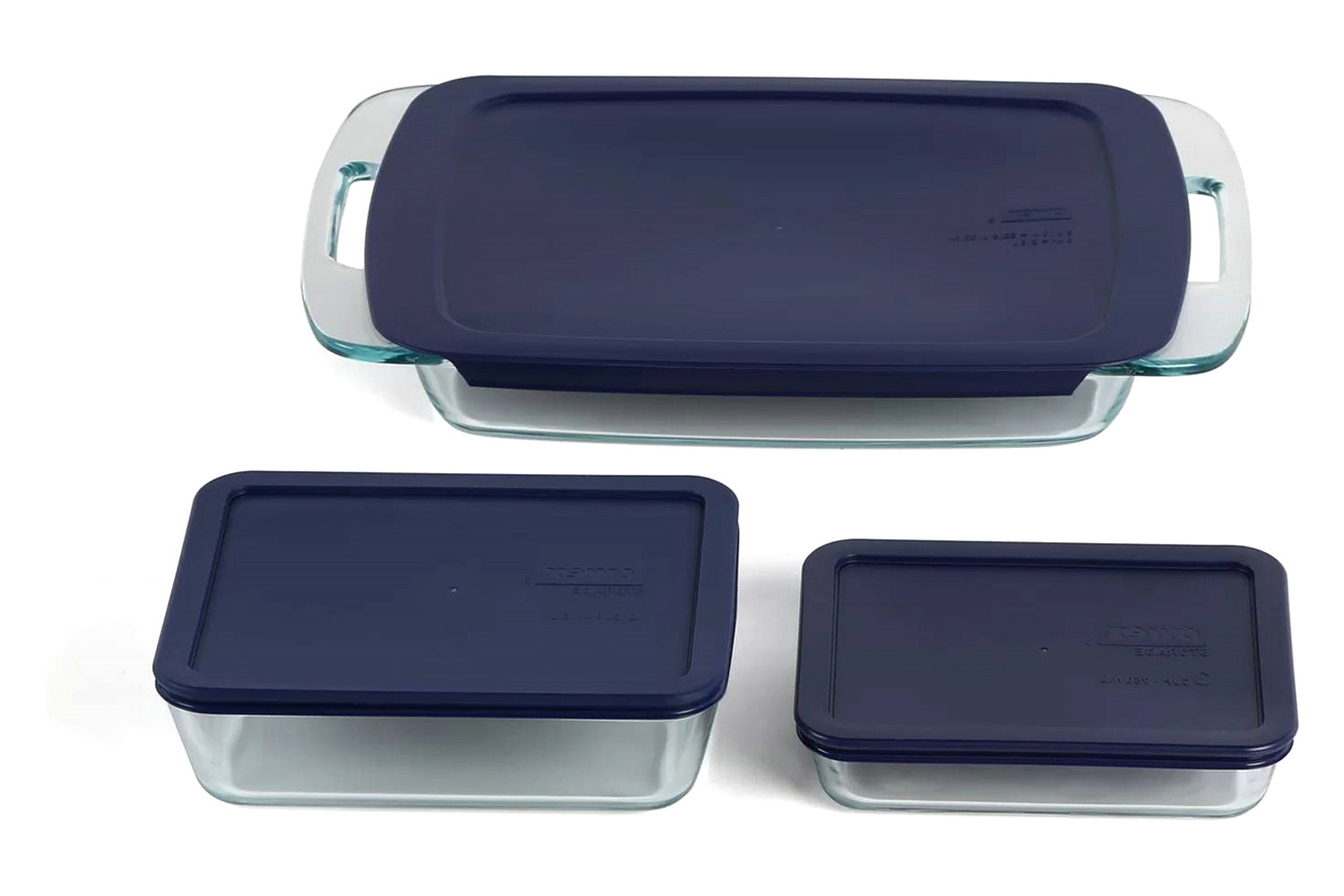 FaFurn 6-Piece Glass Bakeware Food Storage Set of 3 - Clear/Blue