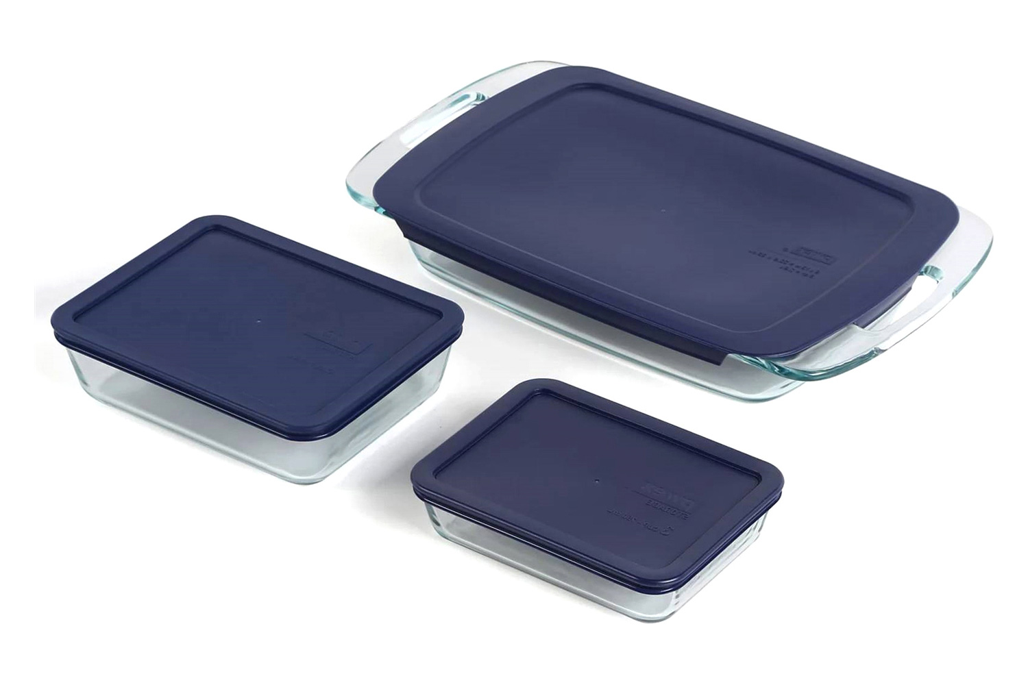 FaFurn 6-Piece Glass Bakeware Food Storage Set of 3 - Clear/Blue