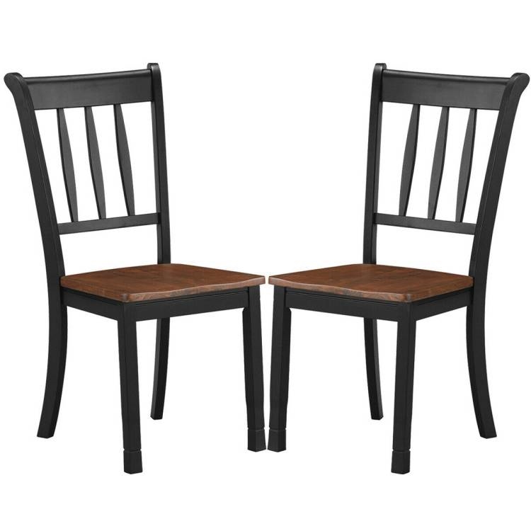 FaFurn - Set of 2 Mission Dining Chairs with Brown Seat