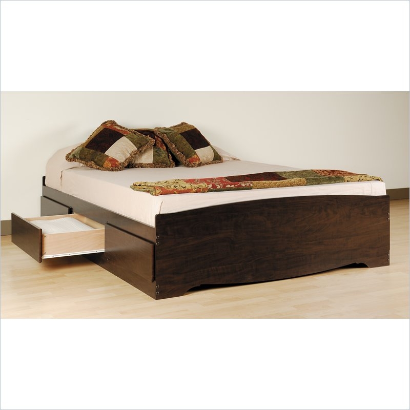 FaFurn - Twin XL Size Platform Bed with Headboard and Storage Drawers