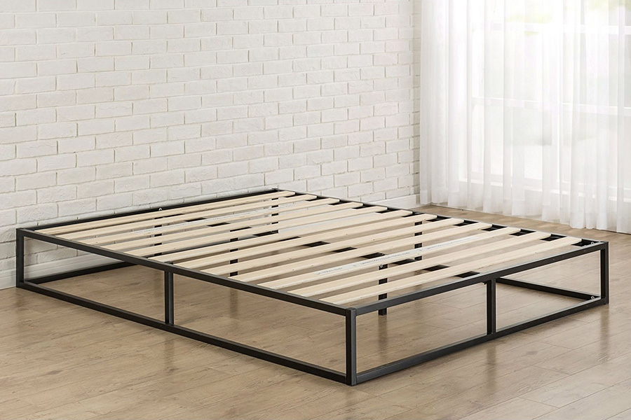 FaFurn Modern Low Profile Metal Platform Bed Frame with Wood Slats - Queen Size, 10-inch