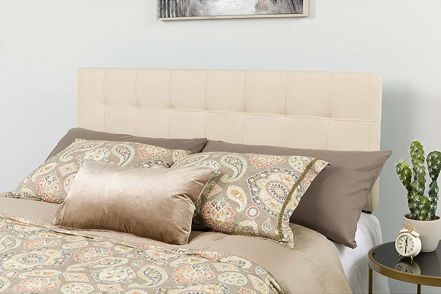 FaFurn Modern Fabric Upholstered Panel Headboard - Beige, Queen Size