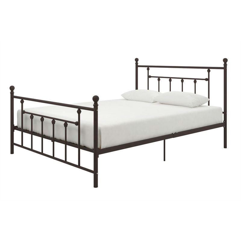 FaFurn - Queen Size Platform Bed Frame with Headboard and Footboard in Bronze, Metal