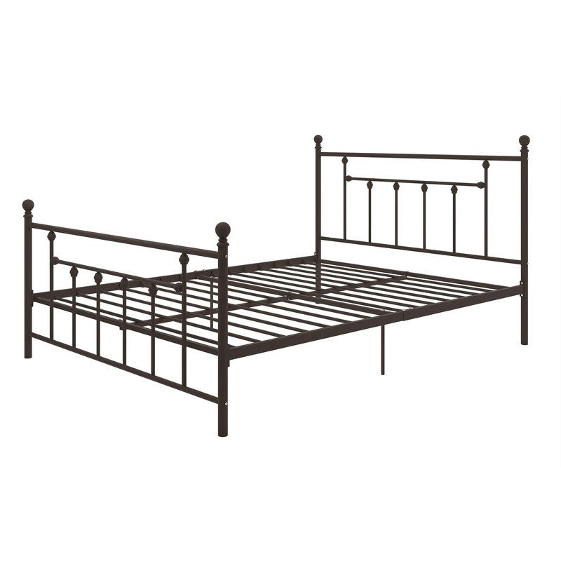 FaFurn - Queen Size Platform Bed Frame with Headboard and Footboard in Bronze, Metal