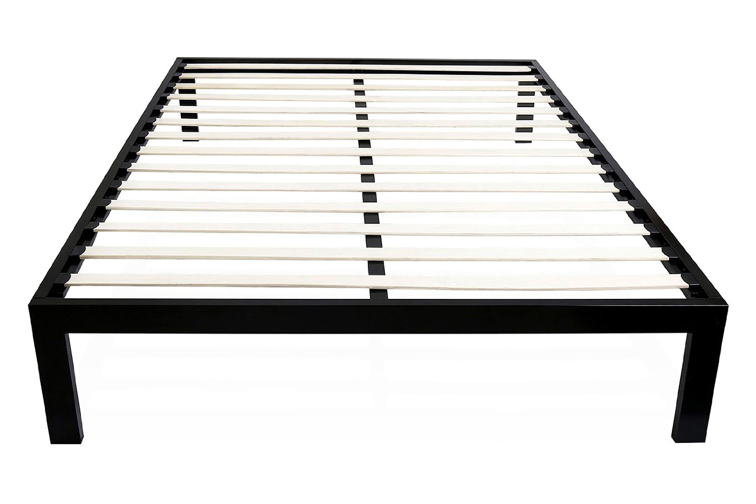 FaFurn Modern Metal Platform Bed Frame with Wood Slats - Queen Size