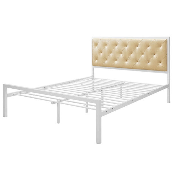 FaFurn - Platform Bed with Button Tufted Headboard