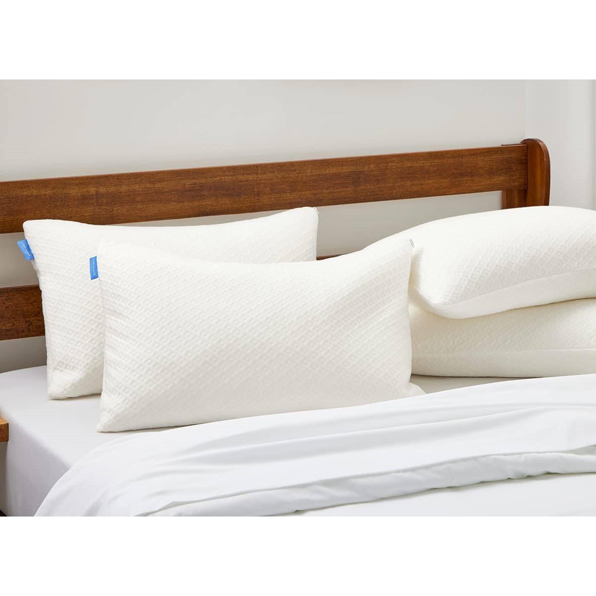 FaFurn - Memory Foam Bed Pillow with Luxury Soft Cool Bamboo Breathable Cover in Queen Size