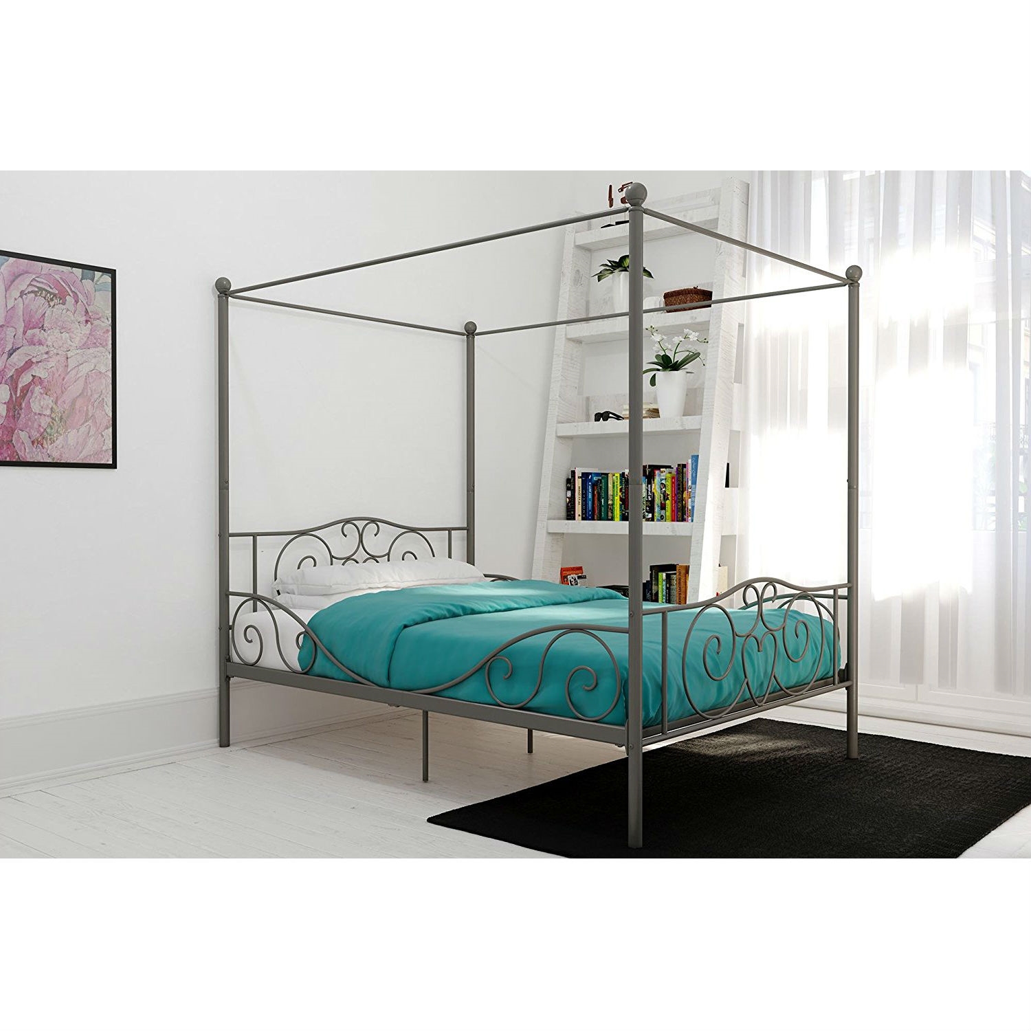 FaFurn Full Size Canopy Bed Frame - Metal, Metal