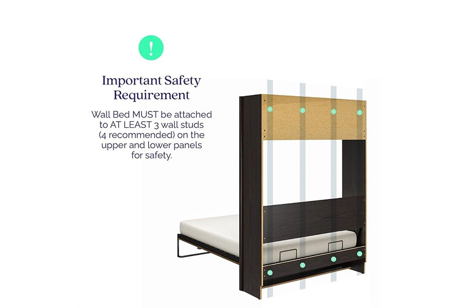 FaFurn™ Murphy Bed Space Saving Wall Bed Frame - Espresso, Queen Size