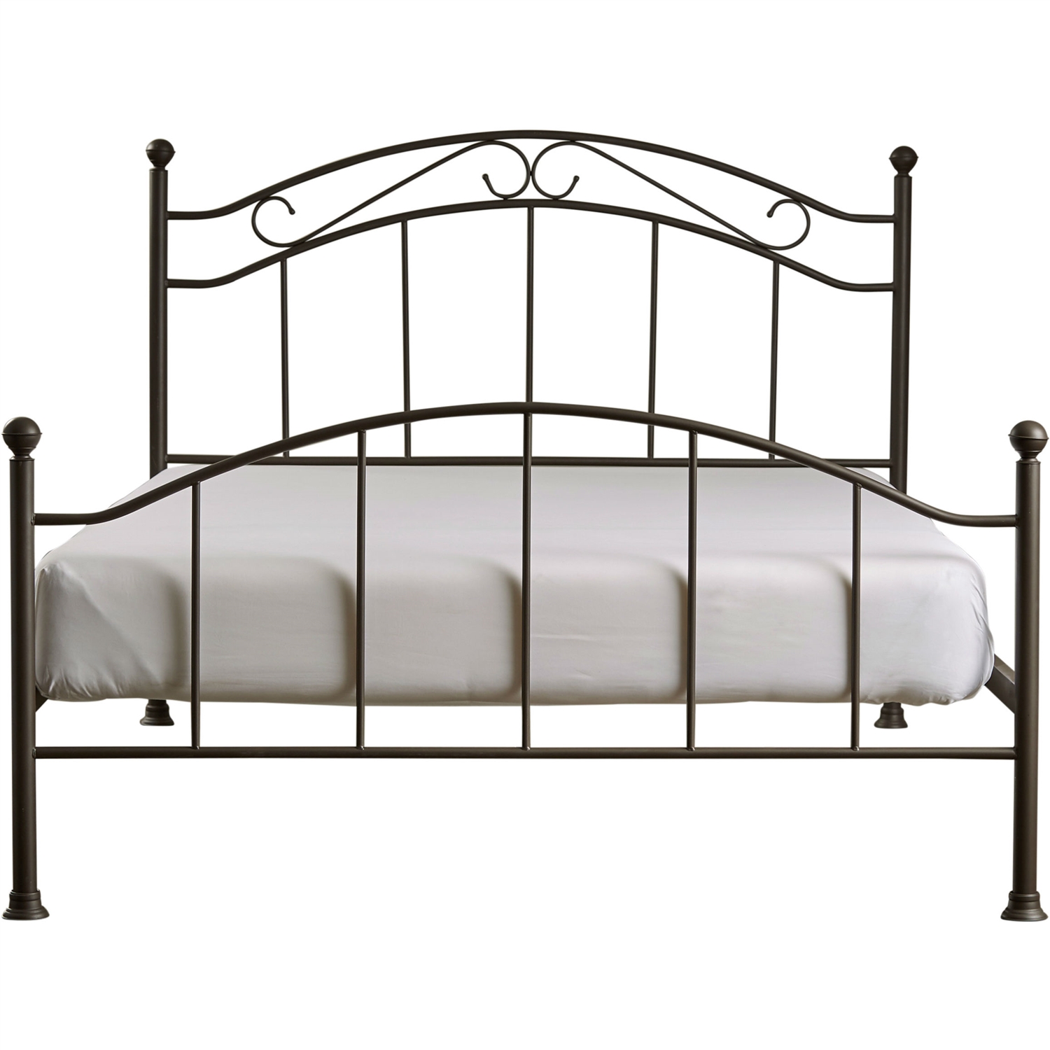 FaFurn - Queen Size Bed Frame with Scroll Design Headboard Footboard in Brown, Metal