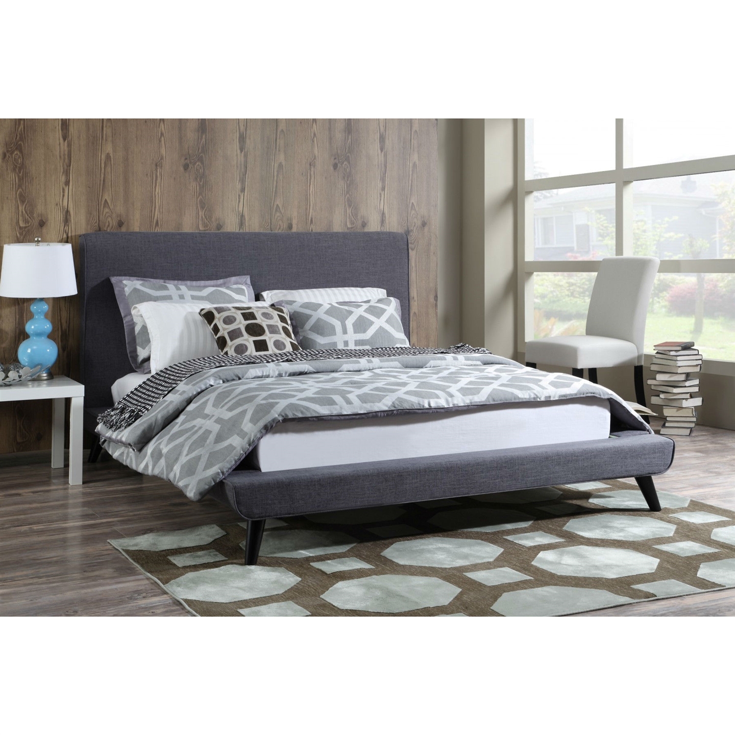 FaFurn - Modern Queen Size Platform Bed Frame in Gray