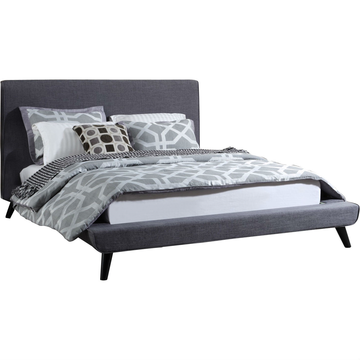 FaFurn - Modern Queen Size Platform Bed Frame in Gray