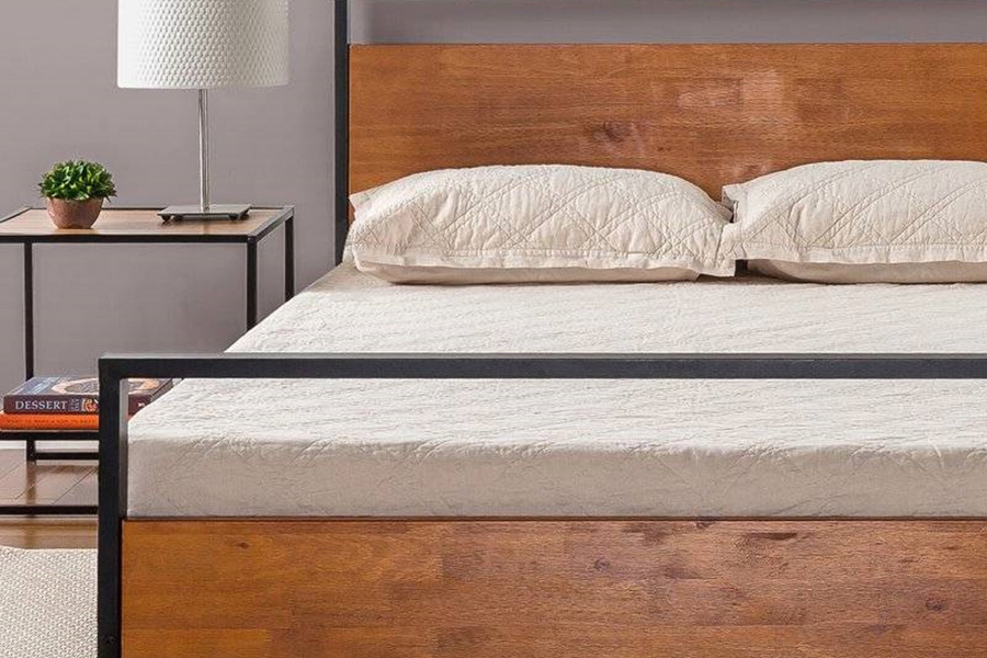 FaFurn - Queen Size Modern Metal Wood Platform Bed Frame with Headboard and Footboard