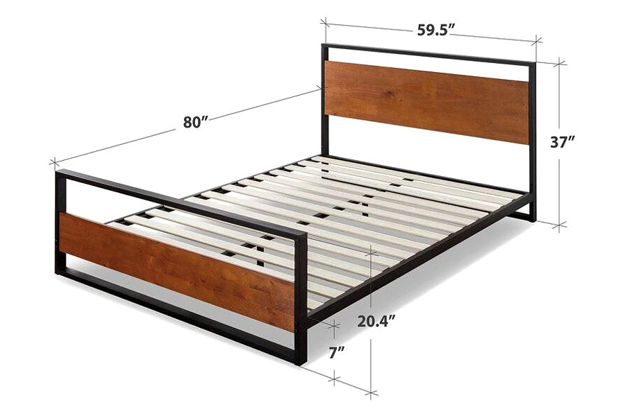 FaFurn - Queen Size Modern Metal Wood Platform Bed Frame with Headboard and Footboard