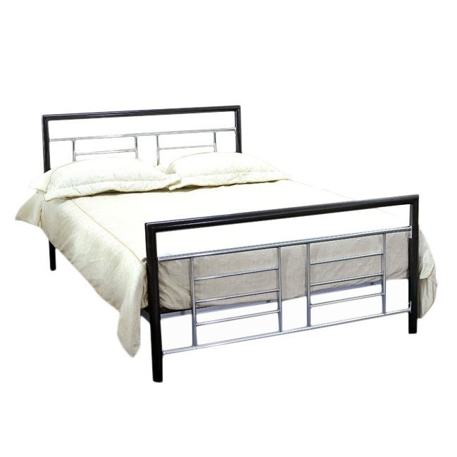 FaFurn Queen Size Platform Bed with Headboard and Footboard - Black/Silver, Metal