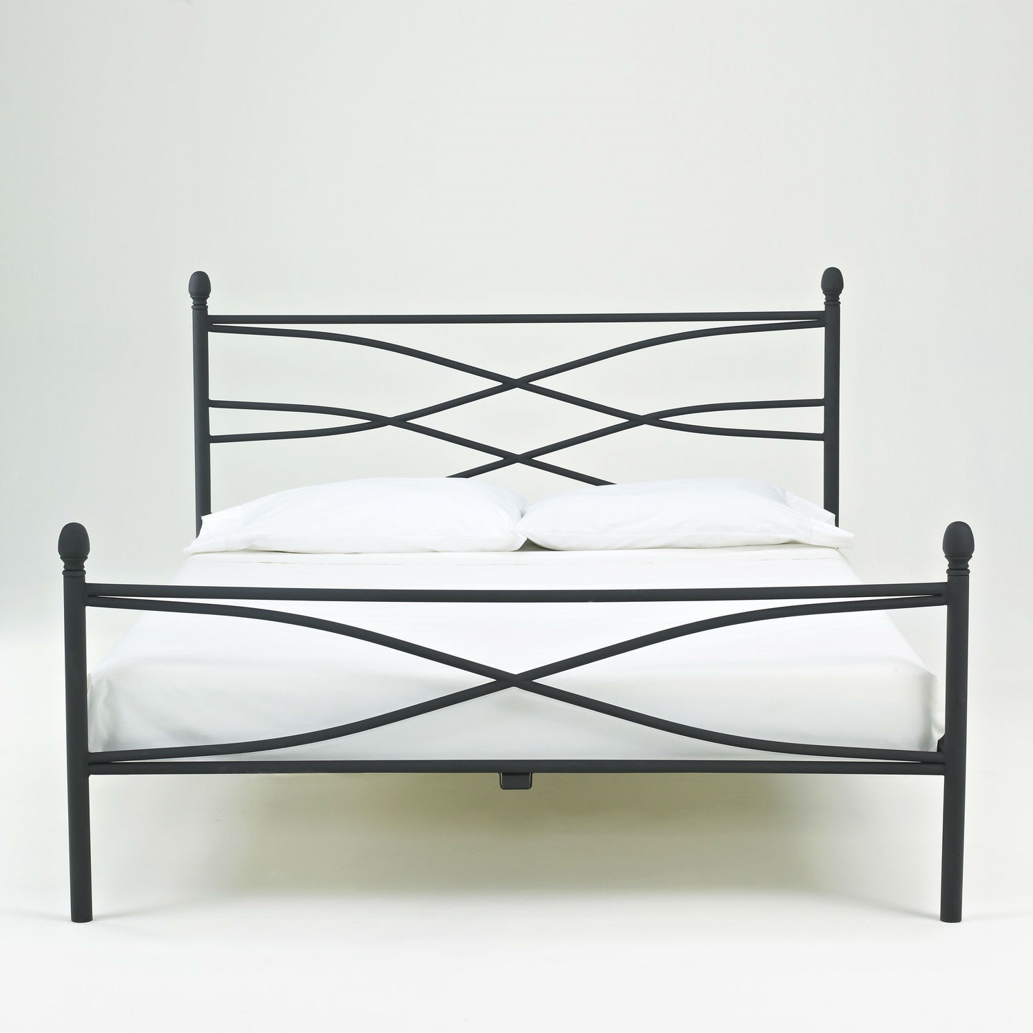 FaFurn - Queen Size Platform Bed Frame with Headboard and Footboard in Matte Black, Metal