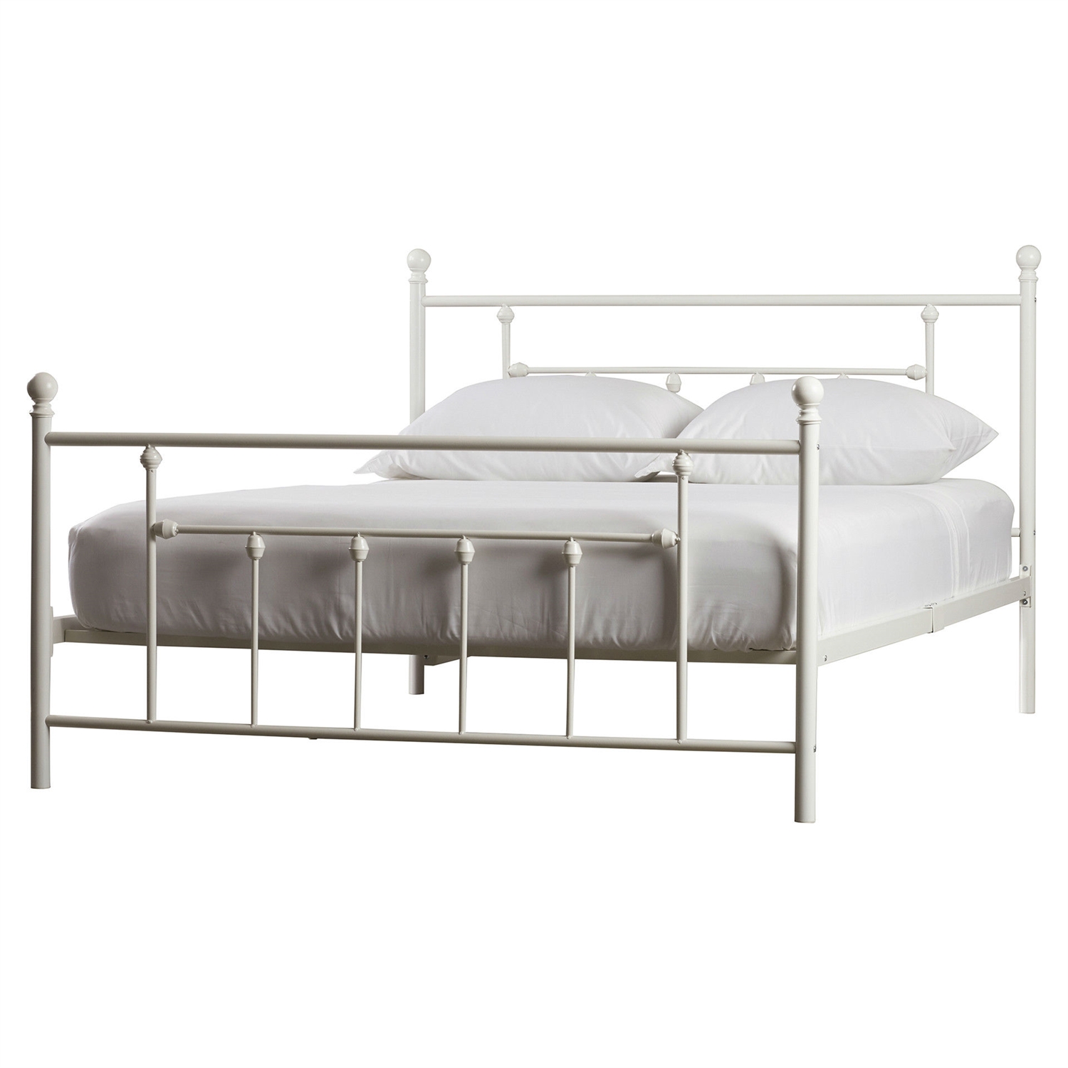 FaFurn - Queen Size Platform Bed Frame with Headboard and Footboard in White, Metal