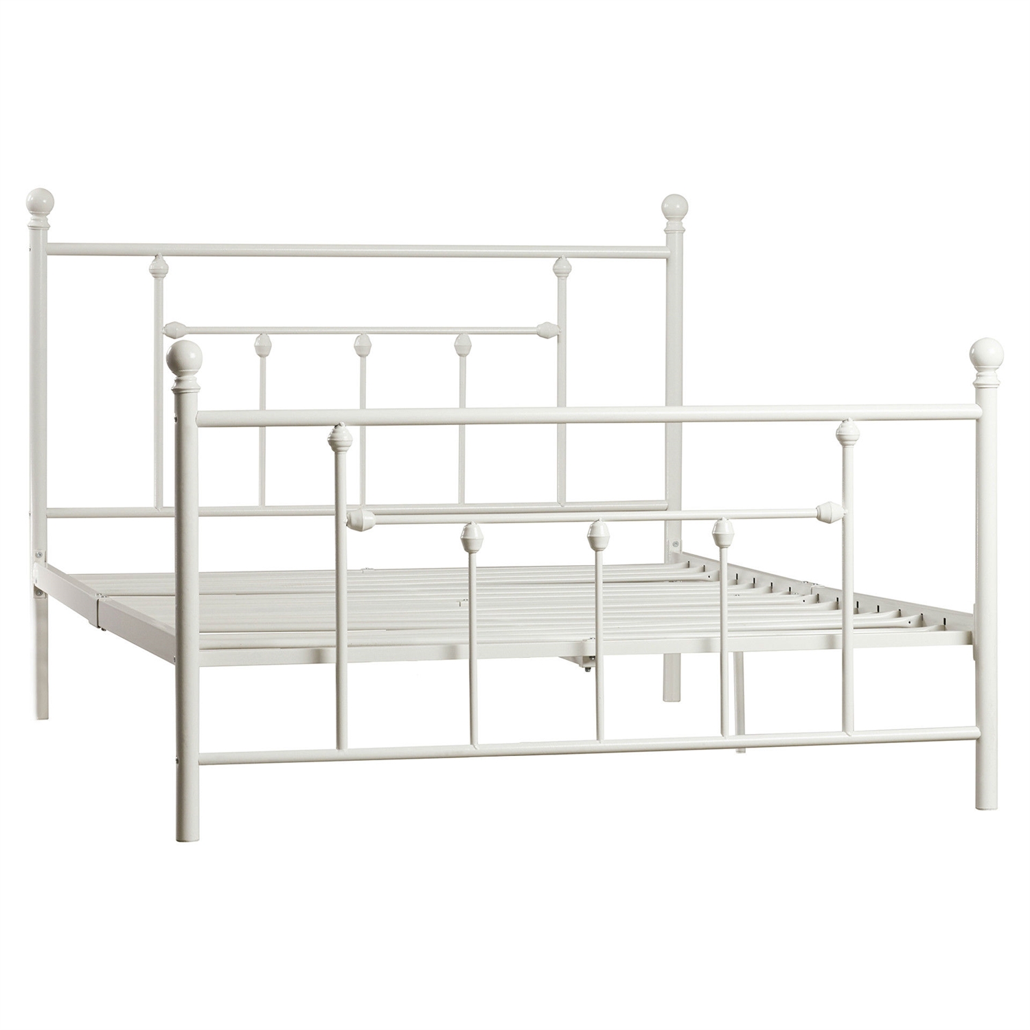 FaFurn - Queen Size Platform Bed Frame with Headboard and Footboard in White, Metal