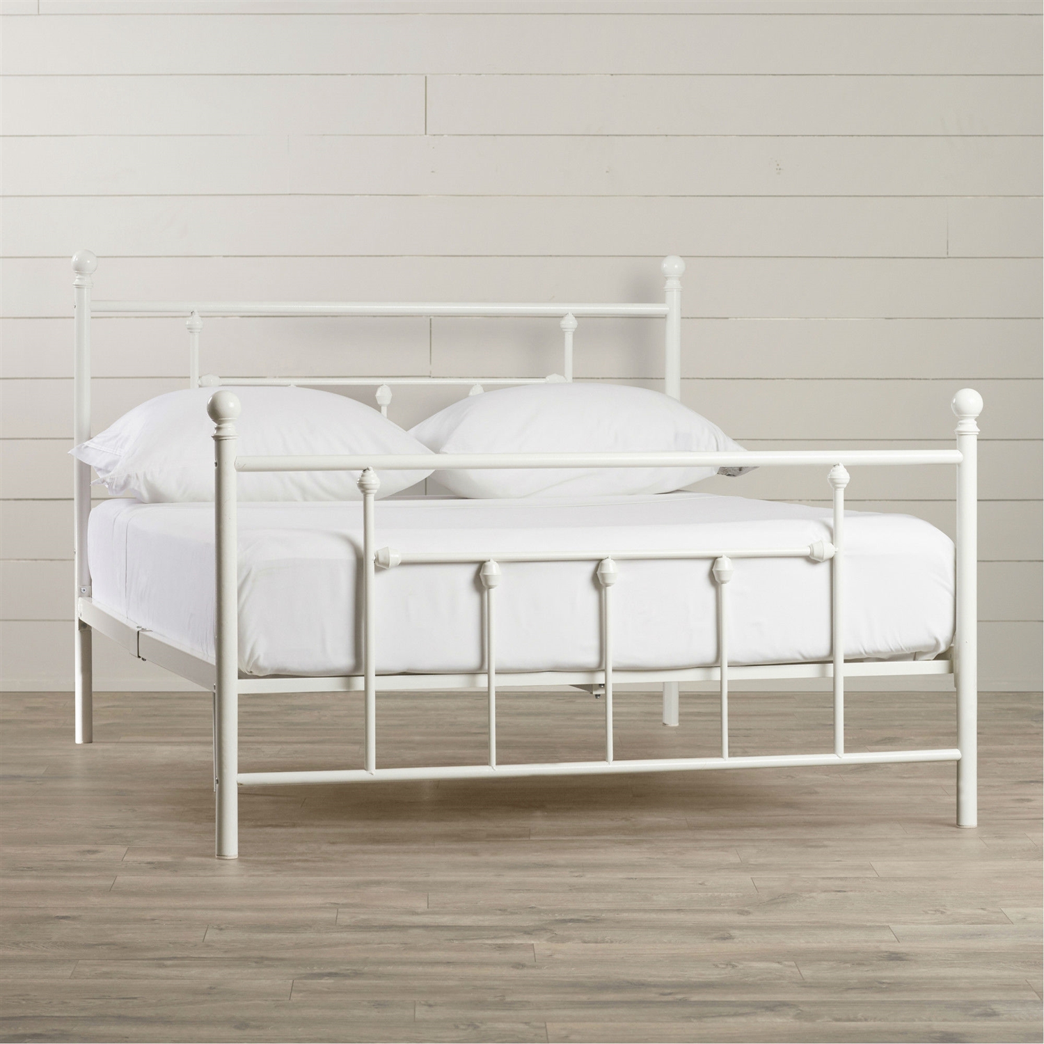 FaFurn - Queen Size Platform Bed Frame with Headboard and Footboard in White, Metal